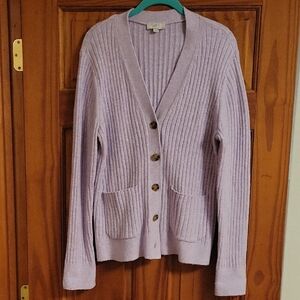 Lavender Ribbed Cardigan Sweater